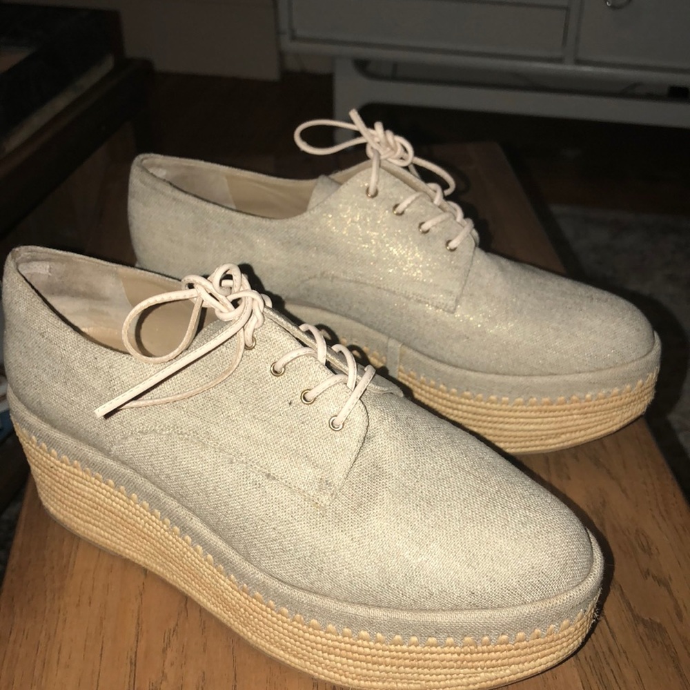 Stuart Weitzman platform loafer Linen size 8.5